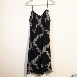 Tessuto Vintage 90s Dress, Black Dress with Floral Pattern